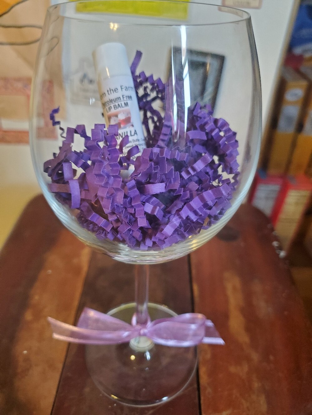 Purple Crinkle Paper Gift Filler for Home Party Supplies In Glass Goblet